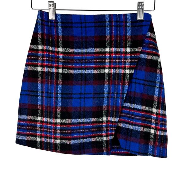 Abercrombie & Fitch NWT Size 00 (24) Wool Blend Plaid Wrap Mini Skirt Preppy Y2k - Picture 1 of 12